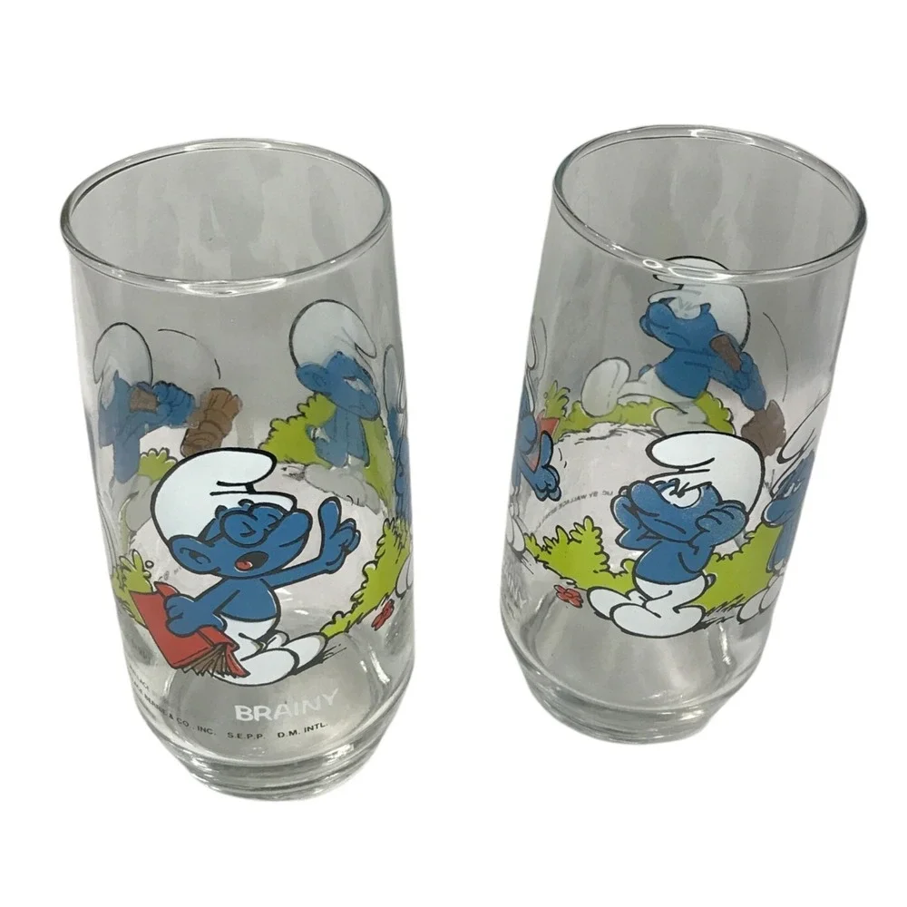 Lot of 5 Vintage 1982/1983 Smurfs Collector Peyo Glasses